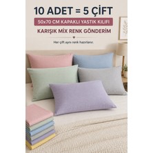 Morlay Mix Düz Renkli 10’lu Yastık Kılıfı 50X70 cm Kapaklı & 5 Çift