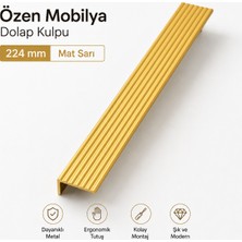 Badem10 Özen Çizgili Mat Sarı Metal (224 mm - 22.4 Cm) Çekmece Kulbu Mobilya Dolap Dolabı Kulpu Kulpları