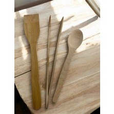 Liya Bella Naturelove 3'lü Ahşap Mutfak Gereçleri Kaşık Spatula Maşa