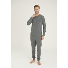 Gd Goldoremi Premium Serisi Erkek %100 Pamuklu Rahat 0yaka Uzun Kollu Paçaları Manşetli Pijama Takım