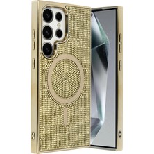 Newface Samsung Galaxy S23 Ultra Crysta Kapak – Parlak Taşlı & Premium Stil - Gold