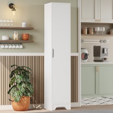 L'occi Concept Dorge 5 Raflı Çok Amaçlı Dolap Tek Kapaklı Modern Kiler ve Mutfak Dolabı Beyaz  Dog3-W
