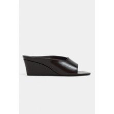 Nişantaşı Shoes Allison Kahve Rustik Desenli Dolgu Topuklu Kadın Terlik