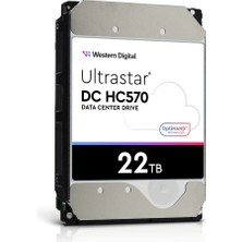 Wd Ultrastar, WUH722222ALE6L4, 3.5", 22TB, 512MB, 7200 Rpm, 7/24 Enterprise, Data Center-Güvenlik-Nas-Server, HDD (Dc HC570) (0F48155) (Türkiye Distribütörü Garantili)