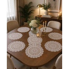Koray Home Amerikan Servis Supla ve Runner Set 6 Kişilik Nakışlı 7 Parça Çeyizlik Takım