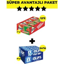 First Sensations Karpuz Aromalı Sakız (27GR x 12 Adet)- Olips Mentol Okaliptüs 24'lü Paket (28GR x 24 Adet)