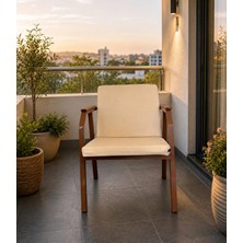 Duru Tekli Bahçe Balkon Mobilyası,kahve Iskelet,kumaş Rengi 05 Krem