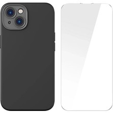 Nevamel Baseus Liquid Silica Gel iPhone 14 Plus 6.7 Magsafe Silikon Kılıf + Tempered Ekran Koruyucu SET-(5775)
