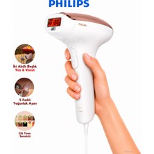 Philips Ipl Tüy Alma Cihazı Yüz ve Vücut Için 2 Başlıklı Cilt Tonu Sensörlü Kablolu Epilasyon Seti, Pürüzsüz Cilt