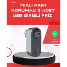 Nevamel® 2500W Güç Destekli Akım Korumalı Priz – 3 USB Çıkışlı
