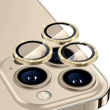 Nevamel Ally iPhone 14 Pro-14 Pro Max Diamond Taş Işlemeli Alüminyum Alaşımlı Kamera Lens KORUYUCU-(5775)