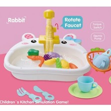 LRS Store Modern Lavabo Oyuncak Iq Geliştirici Oyuncak Sulu Bulaşık Seti Pilli Bulaşık Yıkama Oyun Seti