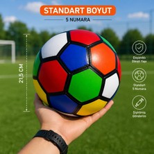Erka Dikişli Rengarenk Futbol Topu No:5 Şişirilmiş Gönderim Dayanıklı Çocuk ve Yetişkin Futbol Topu