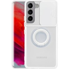 Nevamel Sm Galaxy S21 - S30 Kılıf Sürgülü Kamera Lens Korumalı Yüzük Standlı Silikon KILIF-(5775)
