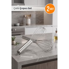 Orvila 2'li Çelik Lüx Çırpıcı Set 25 cm
