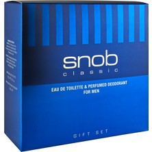 Snob Classic Erkek Parfüm ve Deodorant Seti - 100 ml Odunsu ve Baharatlı Koku, 150 ml Hediye Kutusu ile