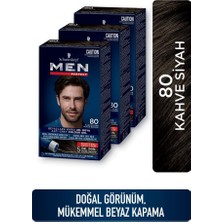 Schwarzkopf Men Perfect 80 Kahve Siyah Saç Boyası X 3 Doğal Görünüm ve Mükemmel Beyaz Kapatma