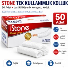 Prozirve Broken Stone Tek Kullanımlık Kolluk 50 Adet – Lastikli, Hijyenik Koruyucu Kolluk, Gıda ve Temizlik Için