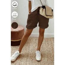 Cool Tarz Kadın Beli Lastikli Cepli Rahat Kesim Yazlık Şort