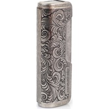 Conquistador Tek Torch Pürmüz Gümüş Işlemeli Metal Puro Çakmağı CNQ-027