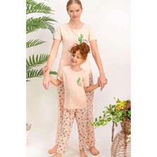 Arnetta Kız Çocuk Kısa Kollu Bisiklet Yaka Kaktüs Desenli Pijama Takım