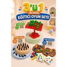 M&H 3'lü Oyun Seti - Kurbağa Denge - Smart Chess - Teddy Matching - Eğitici ve Öğretici Oyun Seti