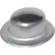Drop Tedarik Gümüş Renk Hologramlı Plastik Yuvarlak Melon 27X24 cm