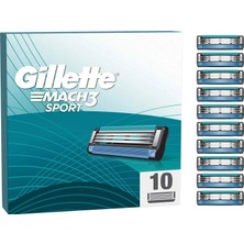 Gillette Mach3 Sport Yedek Tıraş Bıçağı 10 Adet Ergonomik Tasarım ile Rahat Tıraş Deneyimi