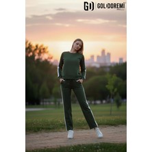 Gd Goldoremi 040 Modal Kadın Şerit Detaylı Kolları Manşetli Bol Kesim Eşofman Takım