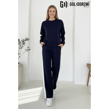 Gd Goldoremi 040 Modal Kadın Şerit Detaylı Kolları Manşetli Bol Kesim Eşofman Takım