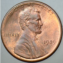 Banknoting Amerika 1 Cent 1989 Lincoln Memorial 19 mm Çilaltı.