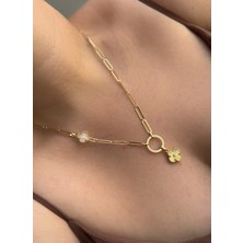 Owentis Gold Ikonik Model Ataç Form Aure Kolye -Kararma Yapmaz-