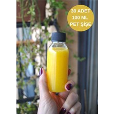 Qualitev 30 Adet 100 ml Gınger Shot Detoks Şişesi Pet Şişe 100 cc Şeffaf Plastik Şişe Detox Şat Siyah Kapaklı