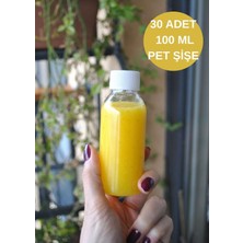 Qualitev 30 Adet 100 ml Gınger Shot Detoks Şişesi Pet Şişe 100 cc Şeffaf Plastik Şişe Detox Şat Beyaz Kapaklı