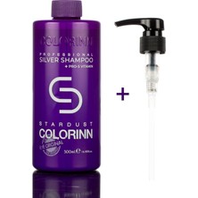 Colorinn Stardust Silver Mor Şampuan - Renk Koruyucu, Tüm Saç Tipleri için, 500 ml, Bitkisel Formül, Paraben İçermeyen