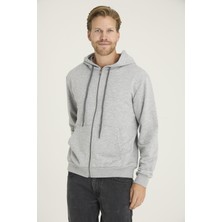 Kly Unisex Relax Fit Rahat Kesim %100 Pamuklu Içi Şardonsuz Çift Cepli Fermuarlı Kapüşonlu Sweatshirt