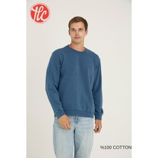 Kly Unisex Relax Fit Rahat Kesim %100 Pamuklu Yumuşak Dokulu Şardonsuz Bisiklet Yaka Sweatshirt