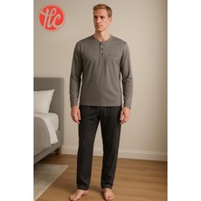 Gd Goldoremi 28301 Erkek 4 Mevsim Rahat Pamuklu Süprem Kumaş Uzun Kollu Pijama Takım