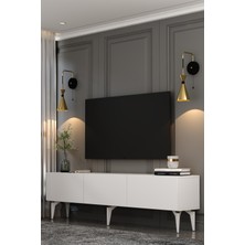 Dekortis Home Dekor 180DHDTS1BA Sadem Tv Sehpası,ünitesi Beyaz-Altın