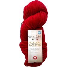 Etrofil Falkland Worsted Örgü İpi Yakut Kırmızısı %100 Yün 100g 200m (73162)