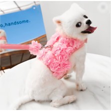 Pawde Luxe Yumuşak, Nefes Alabilir Ayarlanabilir Tasarım Köpek Gogus Tasma Seti Pembe ve Mor Çiçekli -Dog Harness