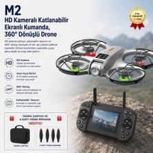 Hızlı Store M2 HD Kameralı Katlanabilir  Ekranlı Kumanda, Wi-Fi Görüntü Aktarımı ve 360° Dönüşlü Taşınabilir Kompakt Drone