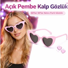 İyisi Var Pembe Retro Kalp Gözlük – 80’ler 90’lar Stil Parti Gözlüğü