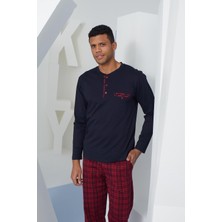 Kly 9223 Erkek %100 Pamuklu 4 Mevsim Kumaş Ekoseli Uzun Kollu Pijama Takım