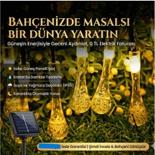 İyisi Var 10 LED 2 Metre Sarı Kristal Su Damlası Güneş Enerjili LED Işık Solar Bahçe Ağaç Lamba Aydı