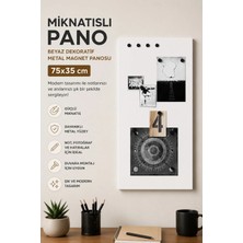 Hobialem Mıknatıslı Pano Beyaz 75X35 cm Dekoratif Metal Magnet Panosu Ev Ofis Not Fotoğraf Panosu