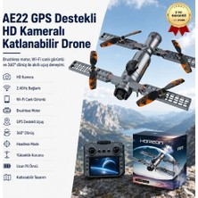 Hızlı Store  AE22 Gps Destekli Hd Kameralı Katlanabilir Drone Brushless Motor, Wi-Fi Canlı Görüntü, 360 Dönüşlü Drone