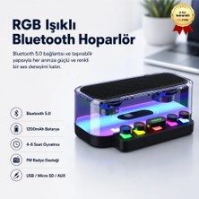 Hızlı Store Bluetooth Hoparlör RGB Işıklı 1200mAh FM Radyolu Taşınabilir Kablosuz Speaker