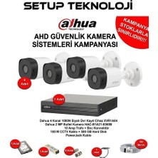 Dahua 4 Kameralı 4 Dış Kamera Set  Gece Görüşlü Güvenlik Kamerası Sistemi