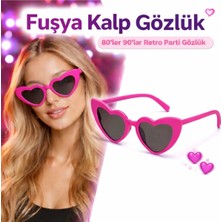 İyisi Var Fuşya Retro Kalp Gözlük – 80’ler 90’lar Stil Parti Gözlüğü